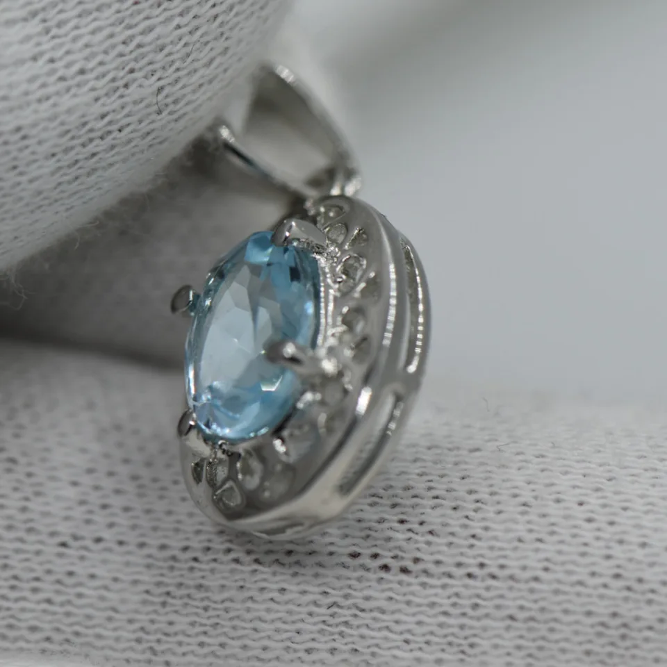 Blue Topaz 925 Sterling Silver Pendant - 3