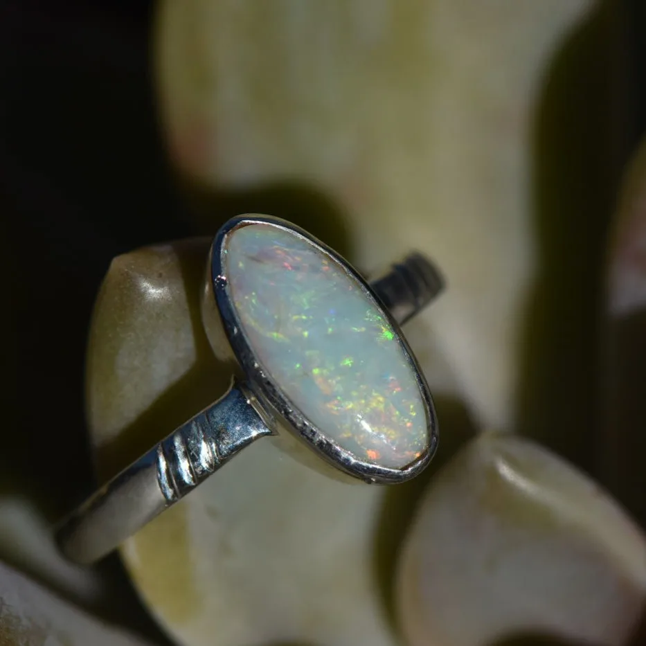 92.5 Silver Sterling Opal Ring - 4