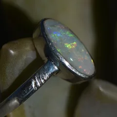 92.5 Silver Sterling Opal Ring - 6