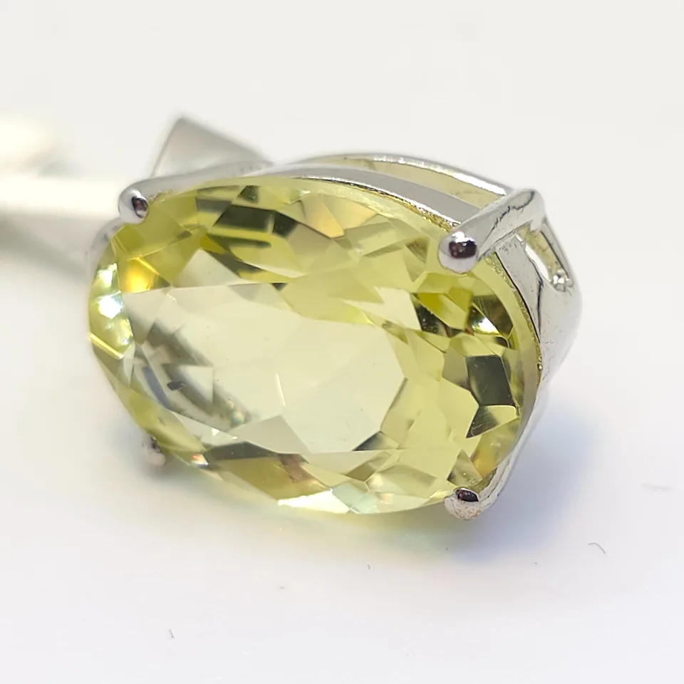 Yellow Topaz Sterling Silver Pendant - 4