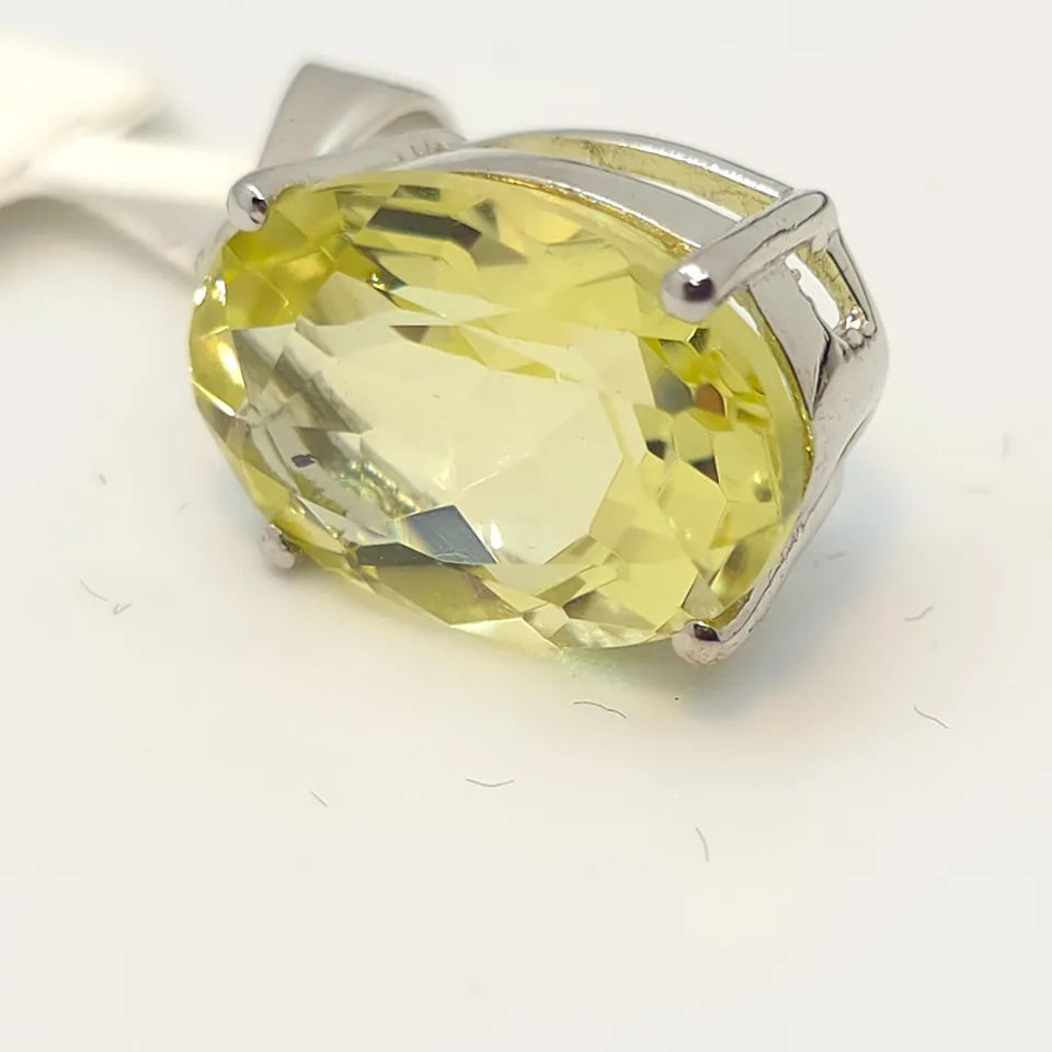 Yellow Topaz Sterling Silver Pendant - 5