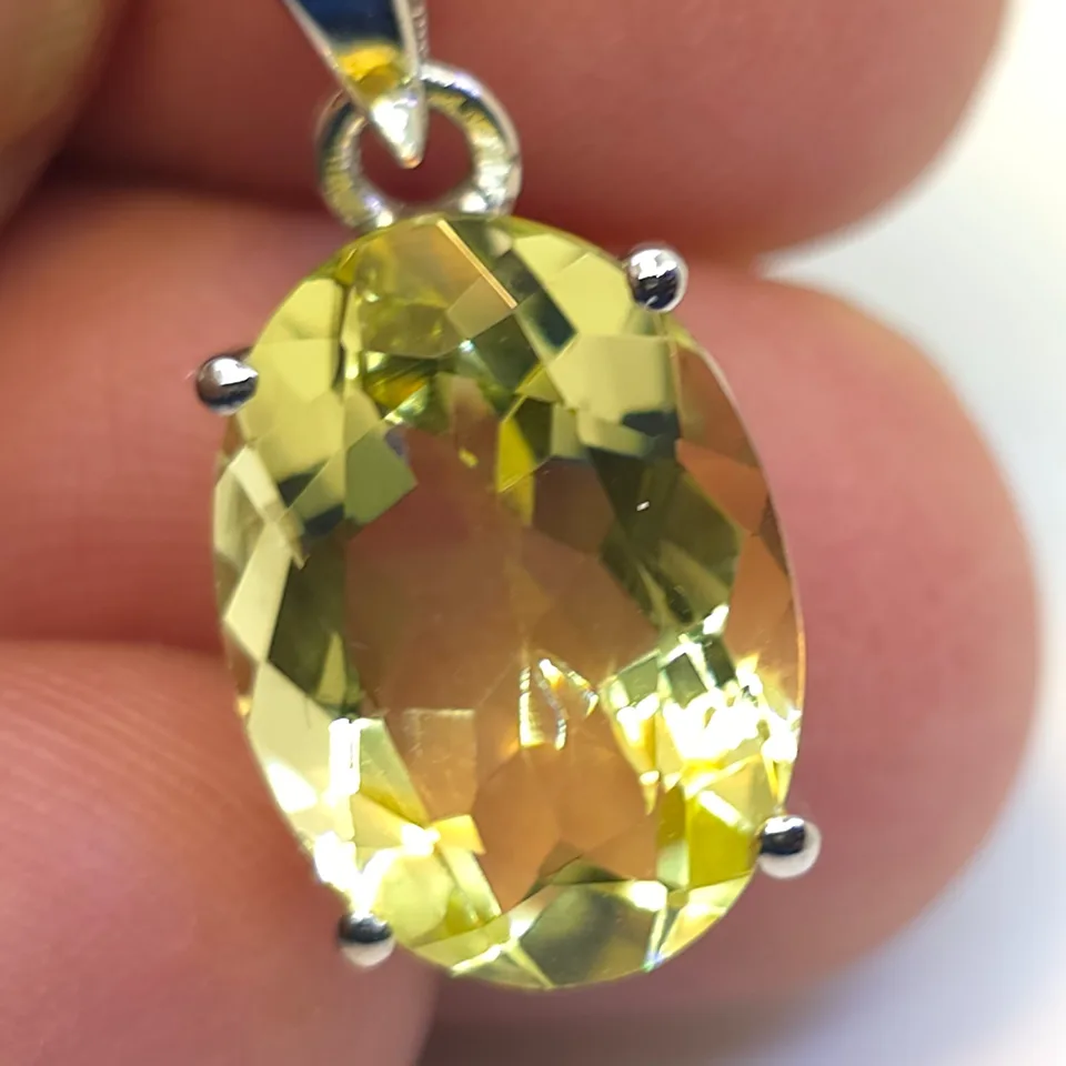 Yellow Topaz Sterling Silver Pendant - 6
