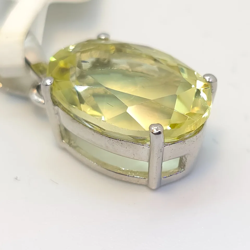 Yellow Topaz Sterling Silver Pendant - 7