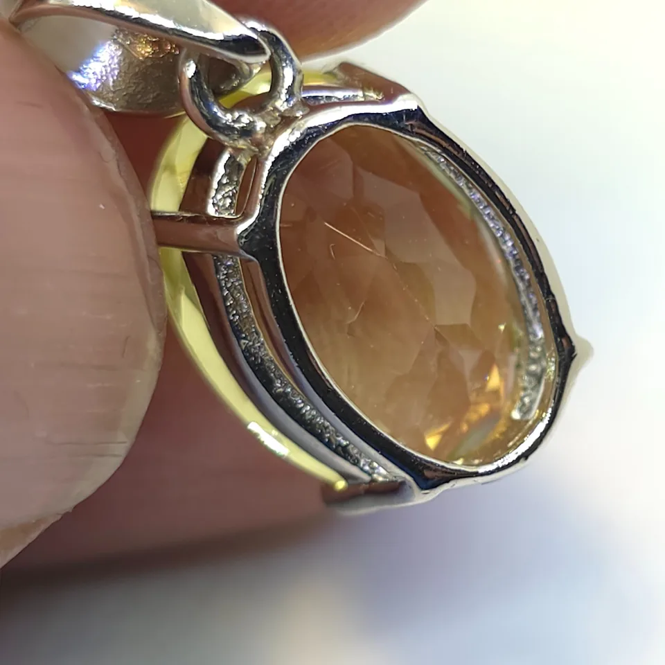 Yellow Topaz Sterling Silver Pendant - 8