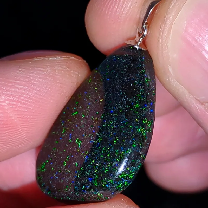 21ct Fairy Matrix Opal Silver Pendant (20ct Opal) - Deep and Dark - 3