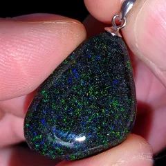 21ct Fairy Matrix Opal Silver Pendant (20ct Opal) - Deep and Dark - 4