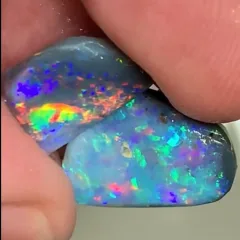 Two Stunning Super Bright Dark Lightning Ridge Rub Opals - 2