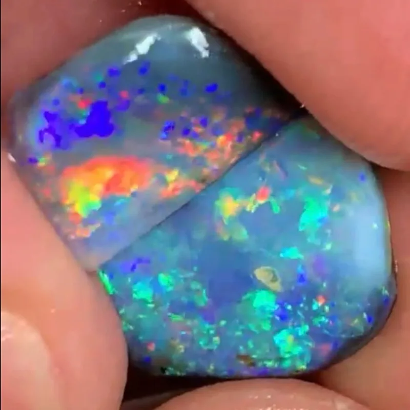 Two Stunning Super Bright Dark Lightning Ridge Rub Opals - 3