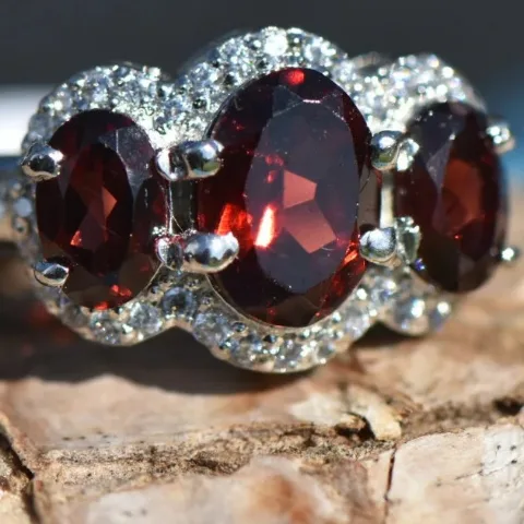 Garnet Ring Silver 925