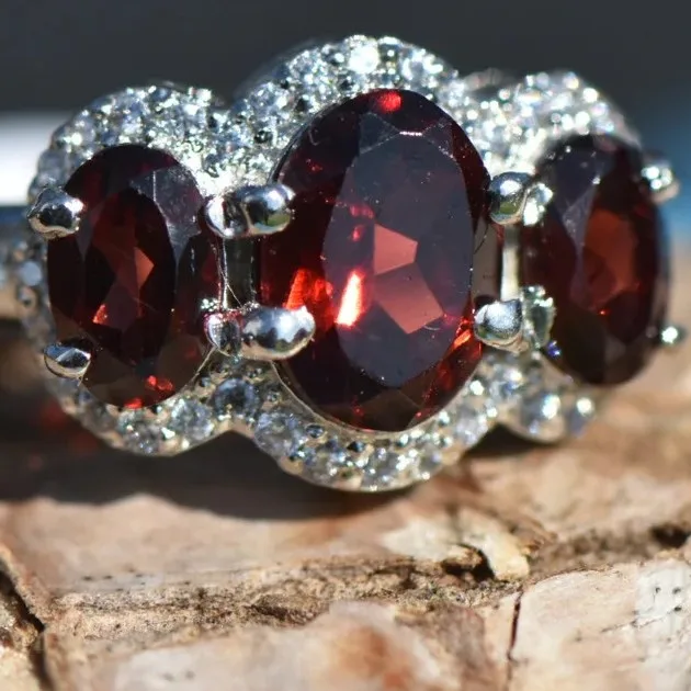 Garnet Ring Silver 925