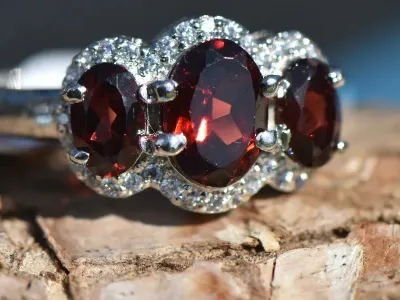 Garnet Ring Silver 925