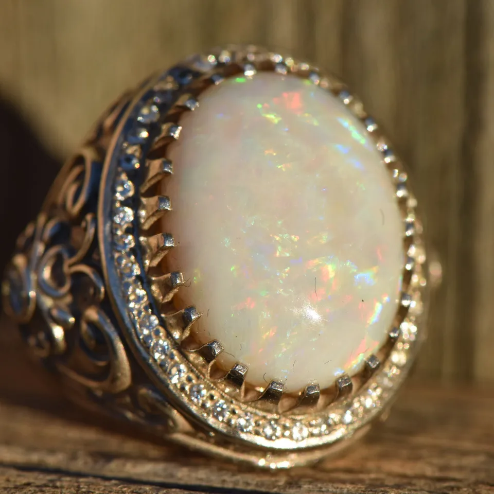 Coober Pedy Opal Ring in Sterling Silver 92.5