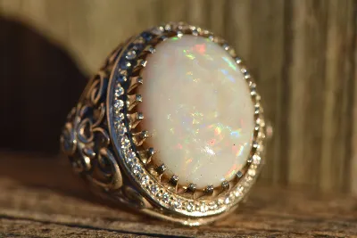 Coober Pedy Opal Ring in Sterling Silver 92.5