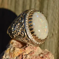 Coober Pedy Opal Ring in Sterling Silver 92.5 - 2
