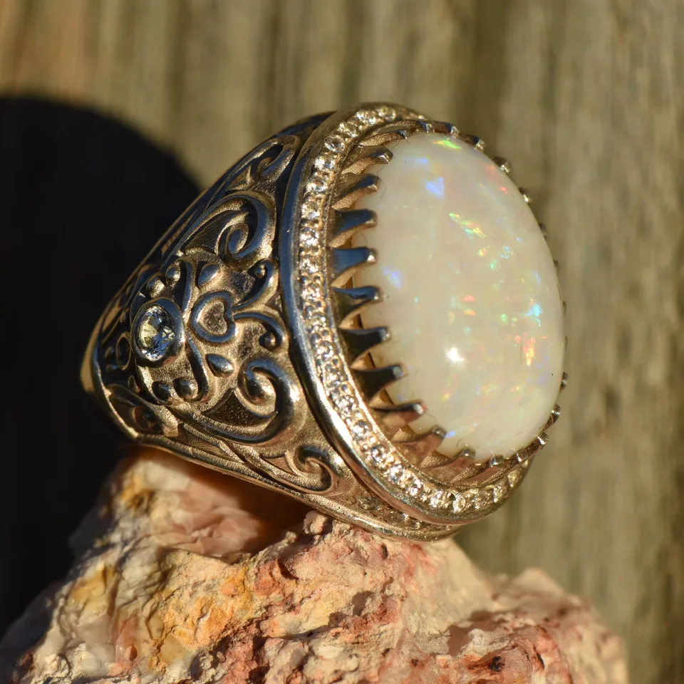 Coober Pedy Opal Ring in Sterling Silver 92.5 - 2