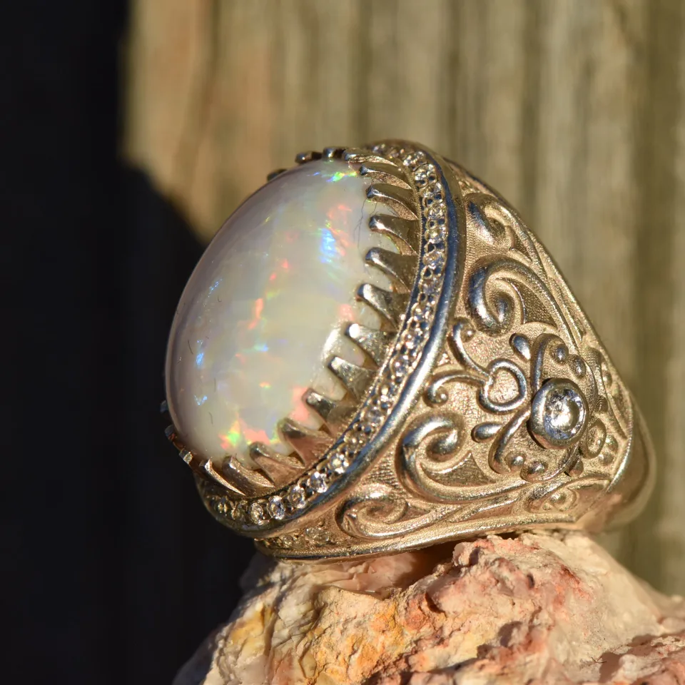 Coober Pedy Opal Ring in Sterling Silver 92.5 - 4