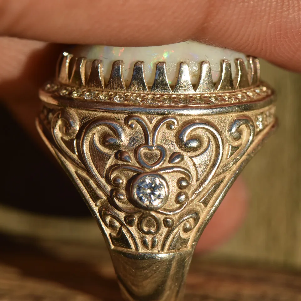 Coober Pedy Opal Ring in Sterling Silver 92.5 - 6