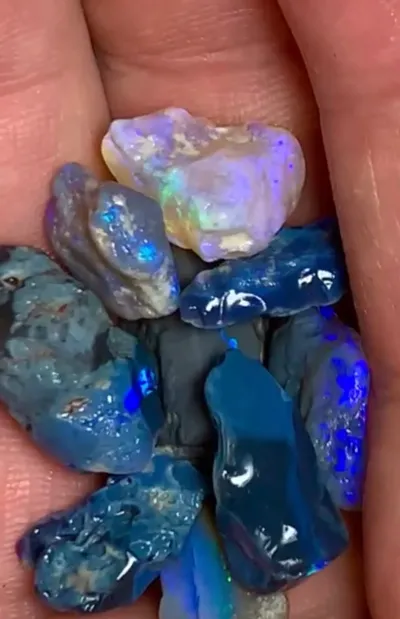 Super Bright Dark and Black Lightning Ridge Rough Opals. Australian Black Opal 