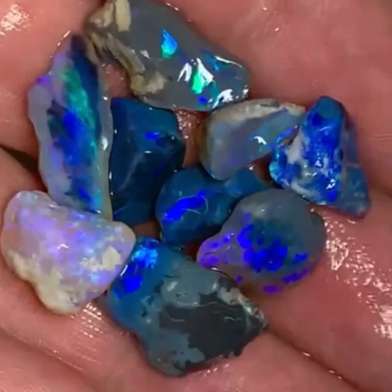 Super Bright Dark and Black Lightning Ridge Rough Opals. Australian Black Opal  - 2