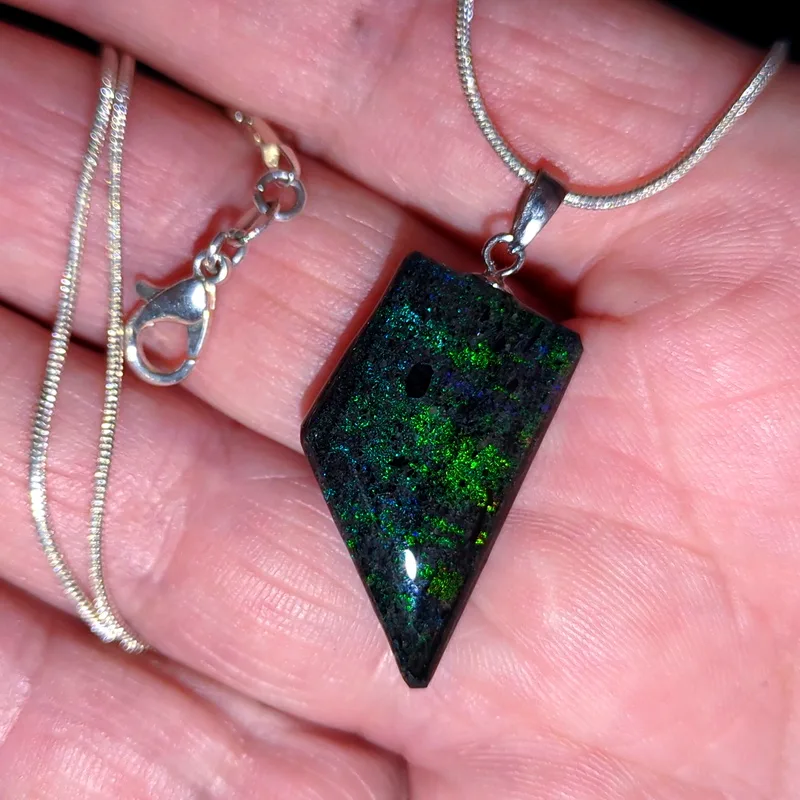 21ct Andamooka Rainbow Matrix Opal Silver Pendant - 4