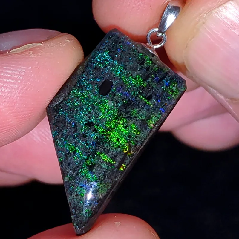 21ct Andamooka Rainbow Matrix Opal Silver Pendant - 5