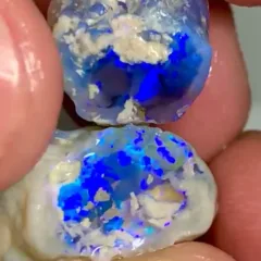 Super Bright Blue on Black Nobby Lightning Ridge Rough Opals - 2